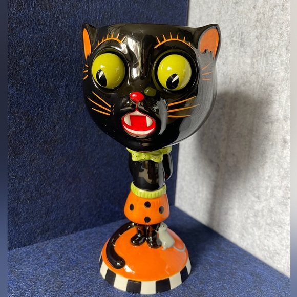 VTG 2002 Dept. 56 Googley-Eyed Halloween Cat Goblet - Picture 5 of 7